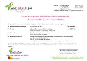 Einladung zum Treffen der Selbsthilfegruppe